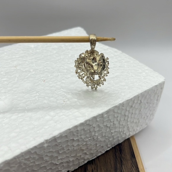 Artisan Lion Head Pendant Sterling Silver Diamond Cut Textured Lion Necklace - Picture 8 of 14